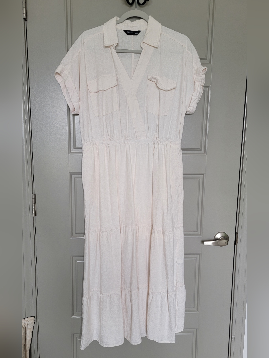 Simply Vera Vera Wang Cream Safari Linen/Rayon Dress With Pockets